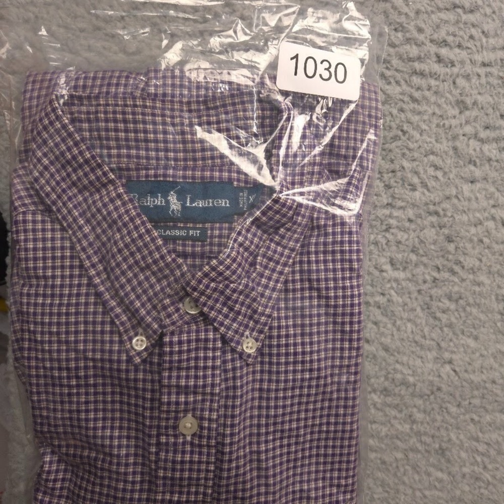 Ralph Lauren Button Down Shirt Men XL Purple Micro Plaid Classic Fit Long Sleeve - Picture 10 of 10